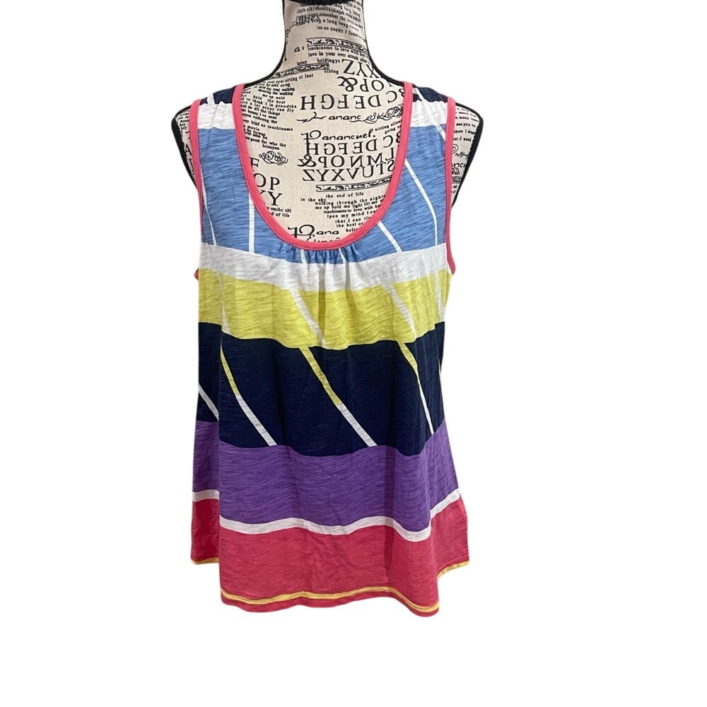 Liz Claiborne Blue and Yellow‎ Relaxed Tank Top